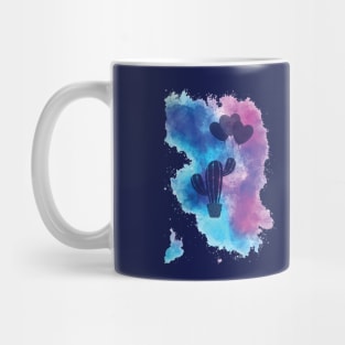 Cactus are my valentine. Heart ballons on watercolor painting Mug